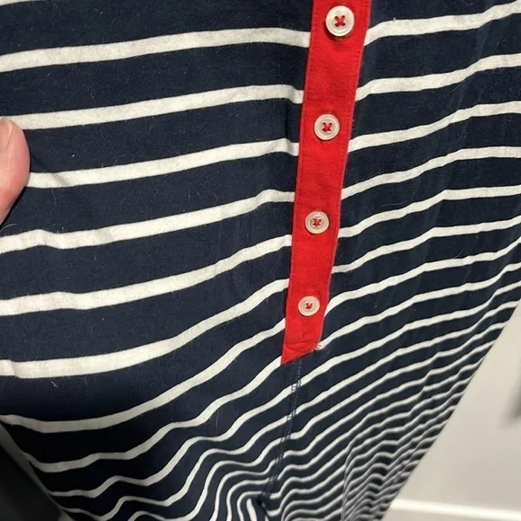 J Crew Unionsuit Onesie Pajamas Navy Stripe Red Jersey Cotton Loungewear EUC - Picture 6 of 10